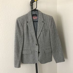 Vintage Pinnacle Tweed Chevron Blazer Light Blue